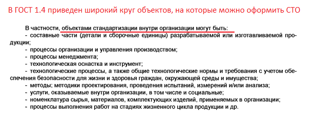 Виды стандартов организации