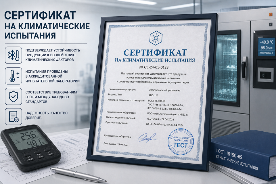 Сертификат на климатические испытания